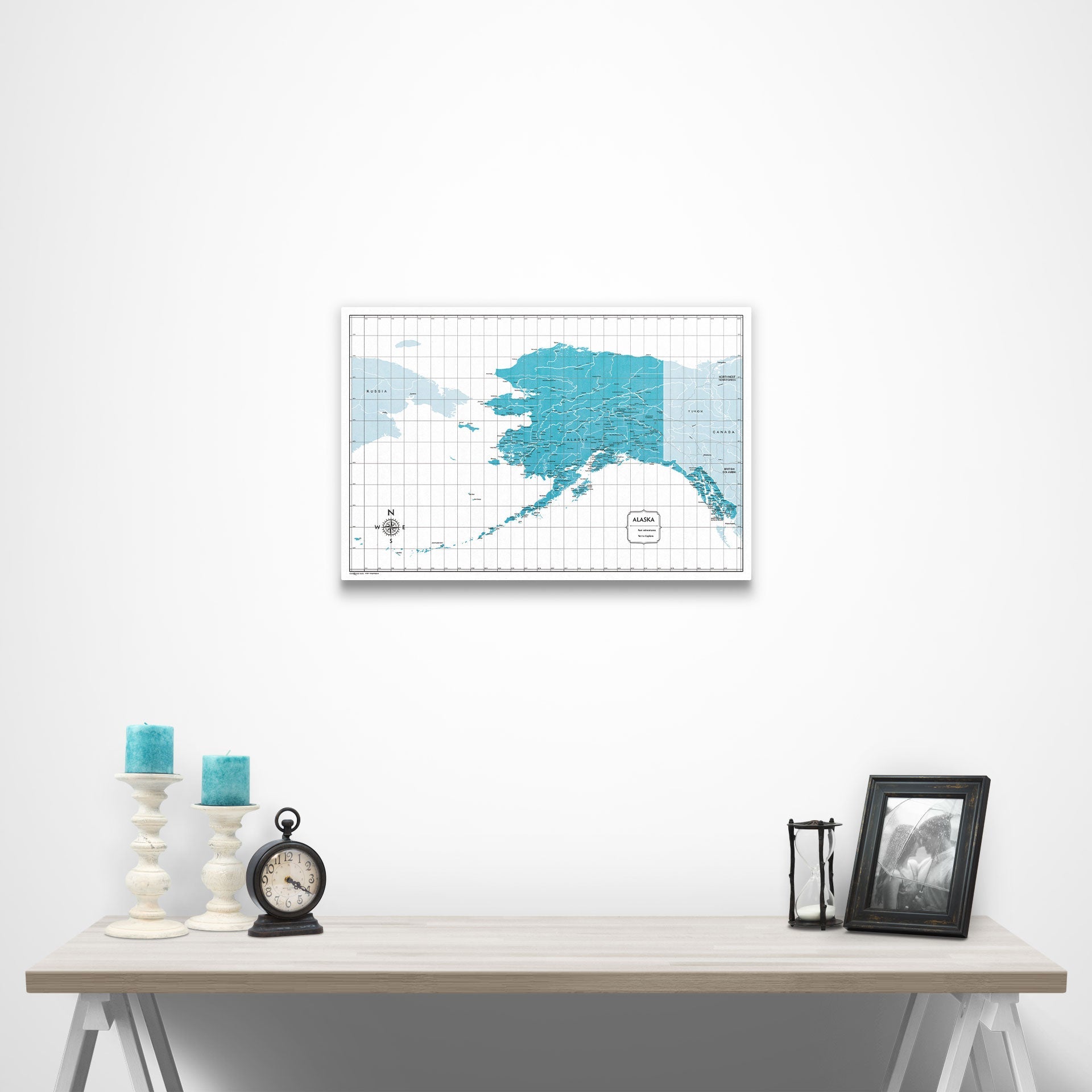 Alaska Map Poster - Teal Color Splash CM Poster