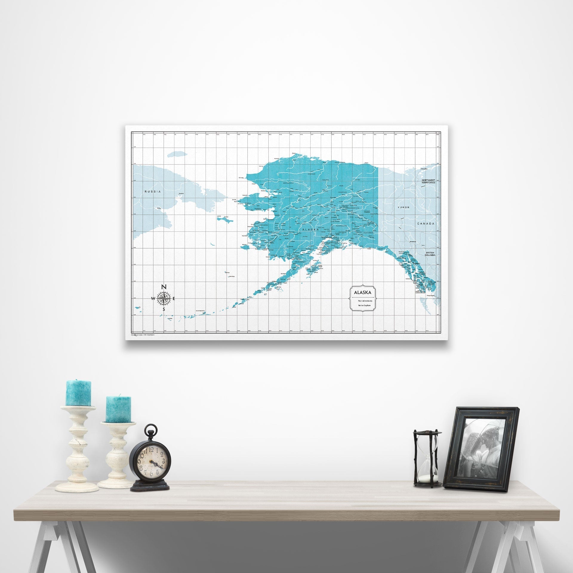 Alaska Map Poster - Teal Color Splash CM Poster