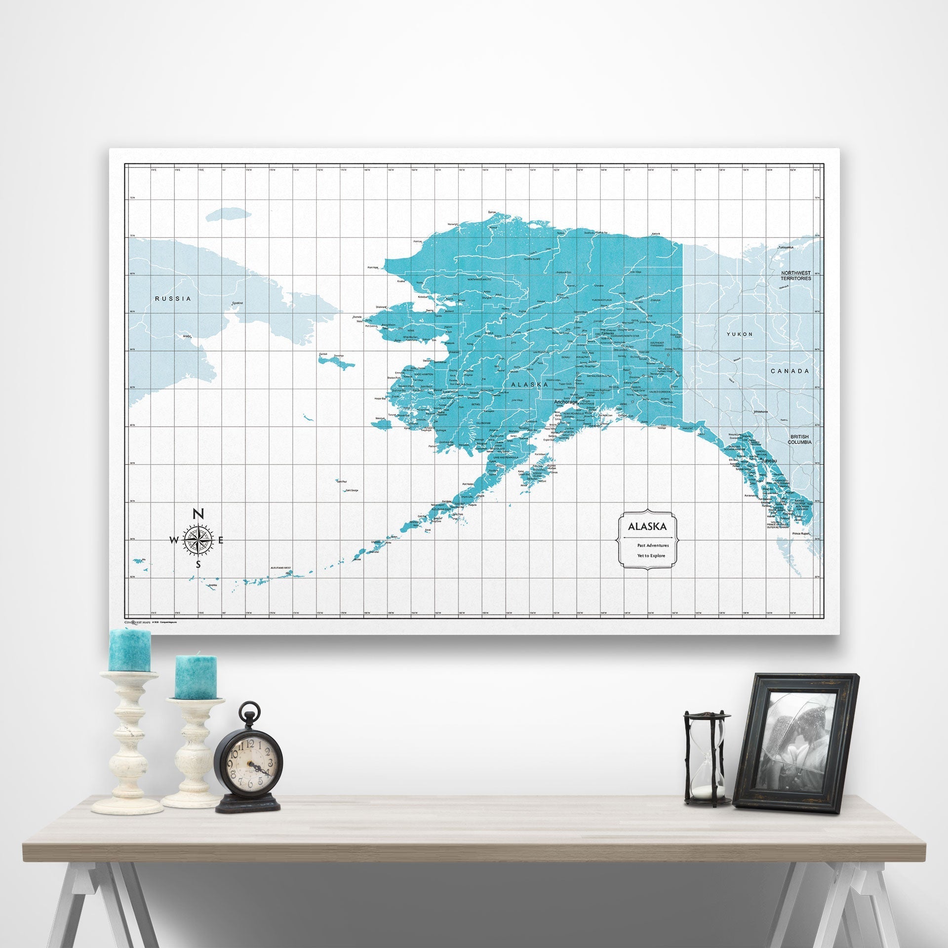 Alaska Map Poster - Teal Color Splash CM Poster