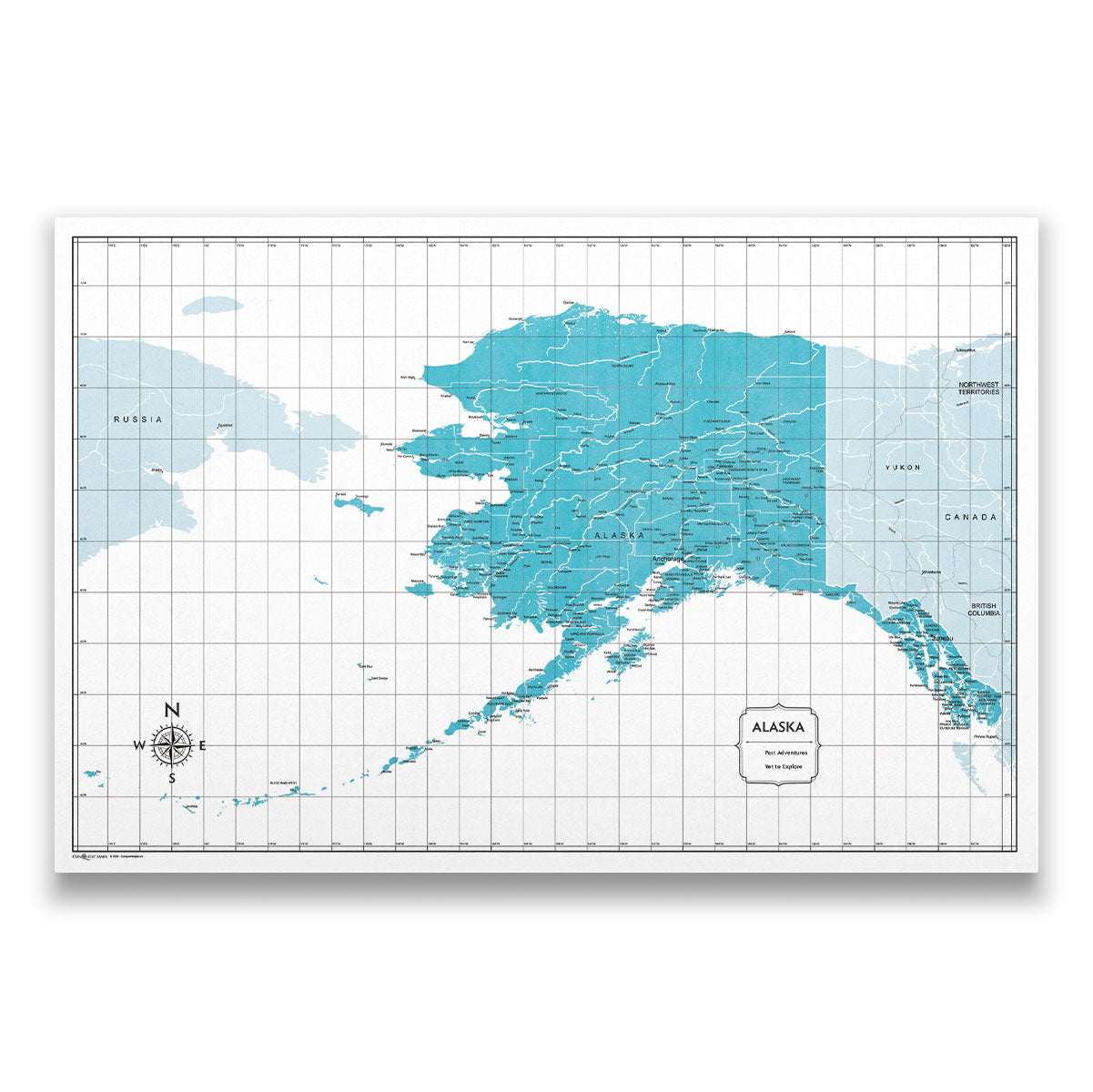 Push Pin Alaska Map (Pin Board) - Teal Color Splash CM Pin Board