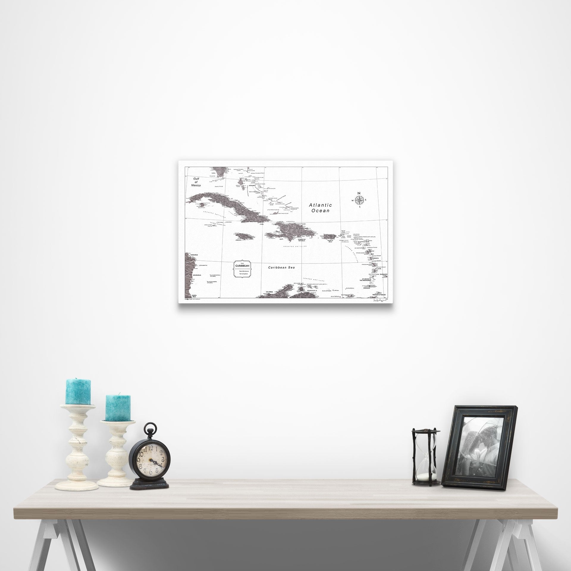 Caribbean Poster Map - Dark Brown Color Splash CM Poster