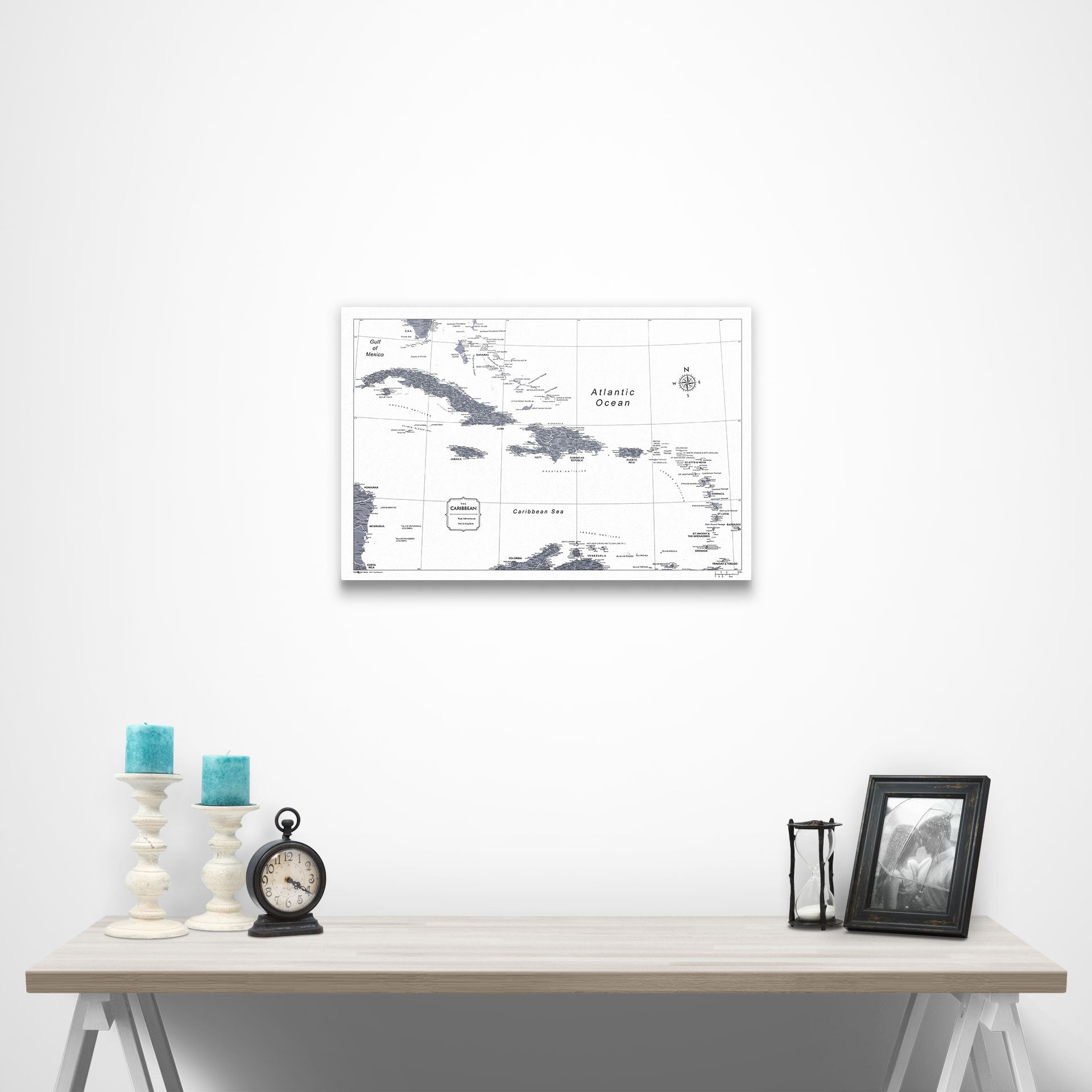 Caribbean Poster Map - Dark Gray Color Splash CM Poster