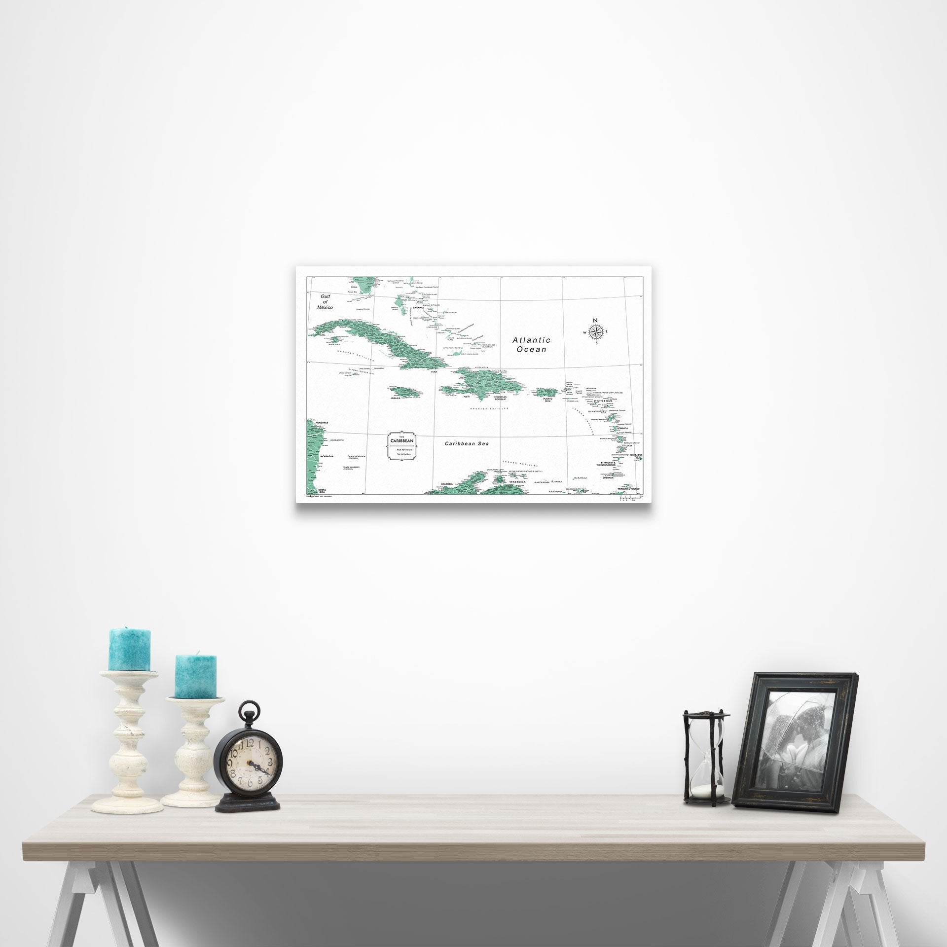 Caribbean Poster Map - Green Color Splash CM Poster