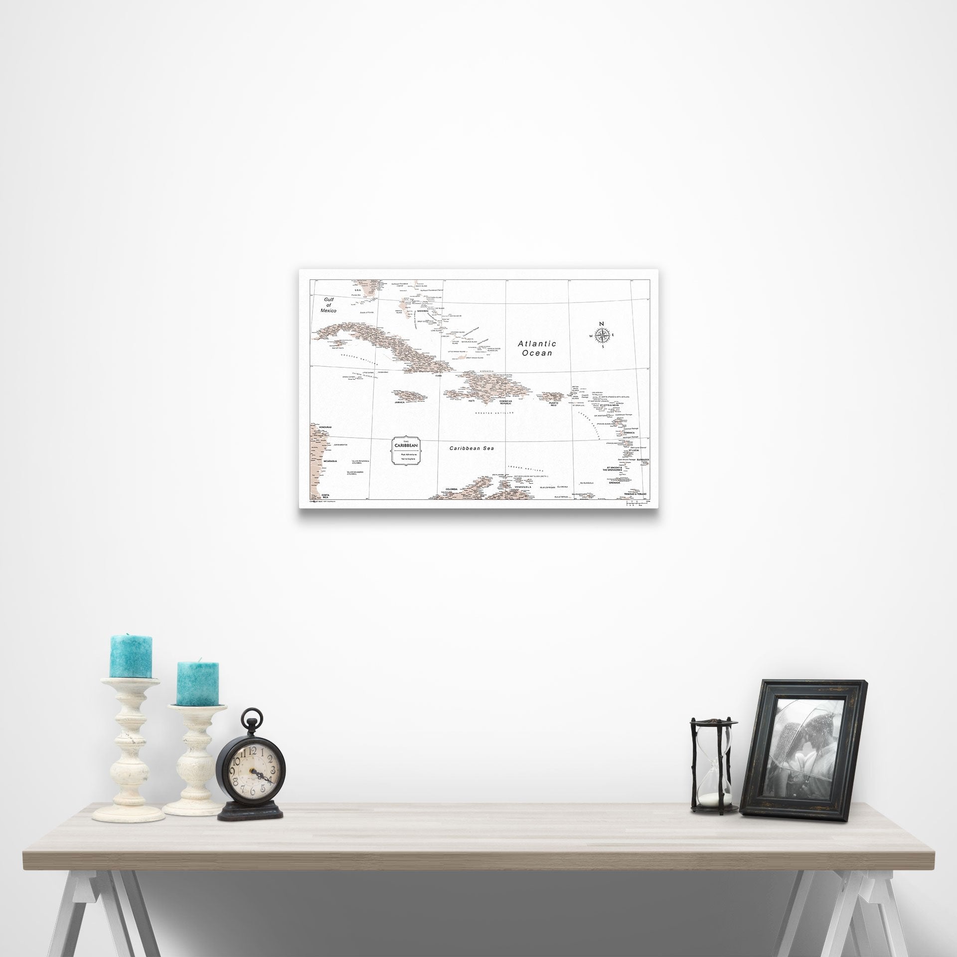 Caribbean Poster Map - Light Brown Color Splash CM Poster