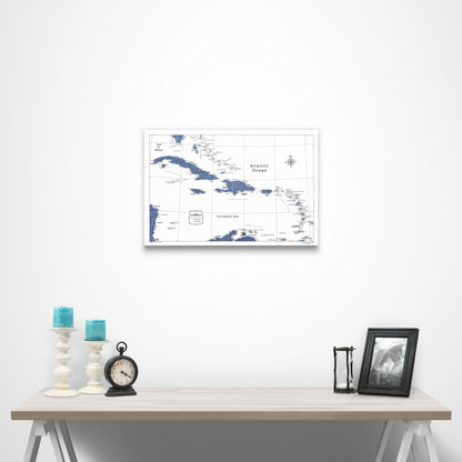 Caribbean Poster Map - Navy Color Splash CM Poster