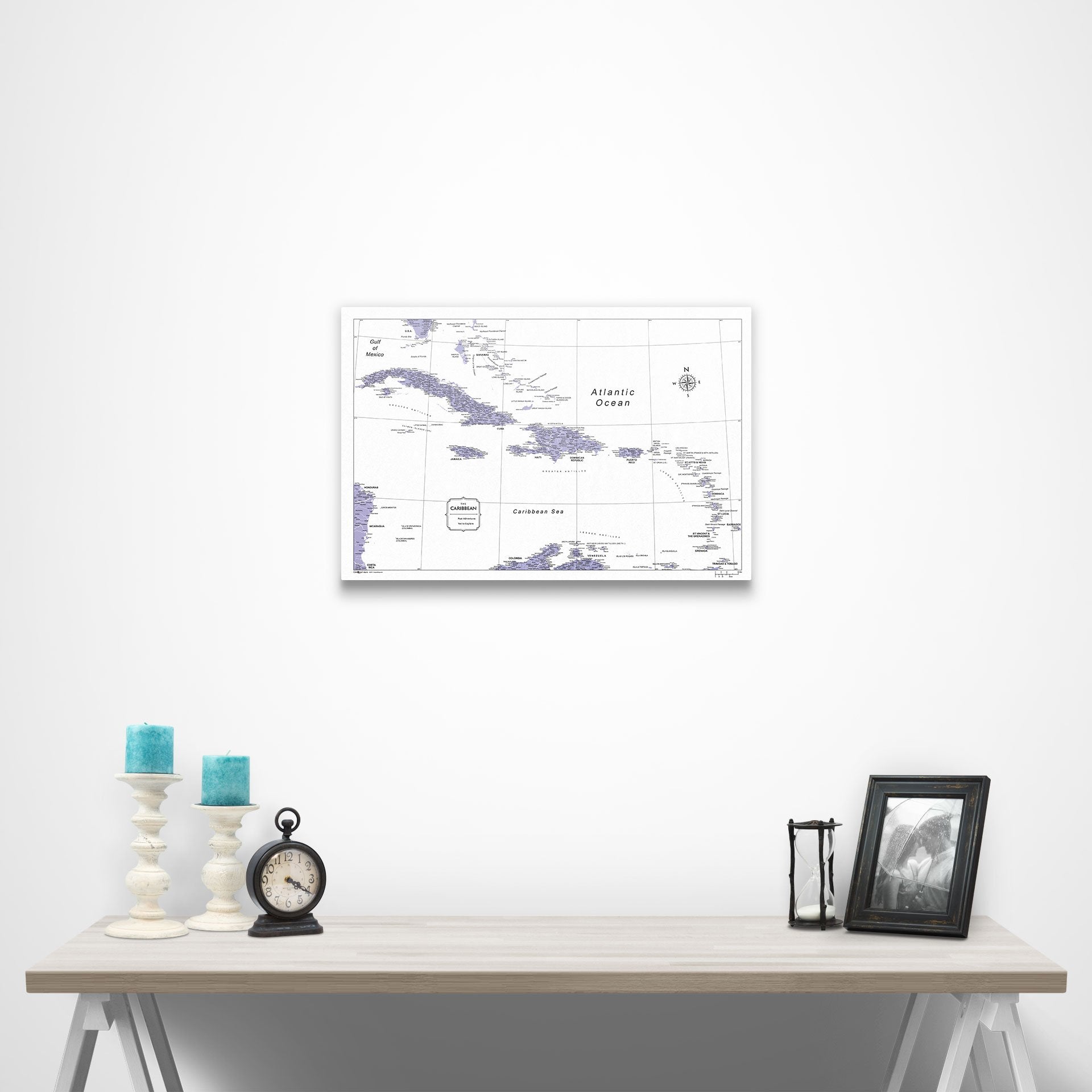 Caribbean Poster Map - Purple Color Splash CM Poster