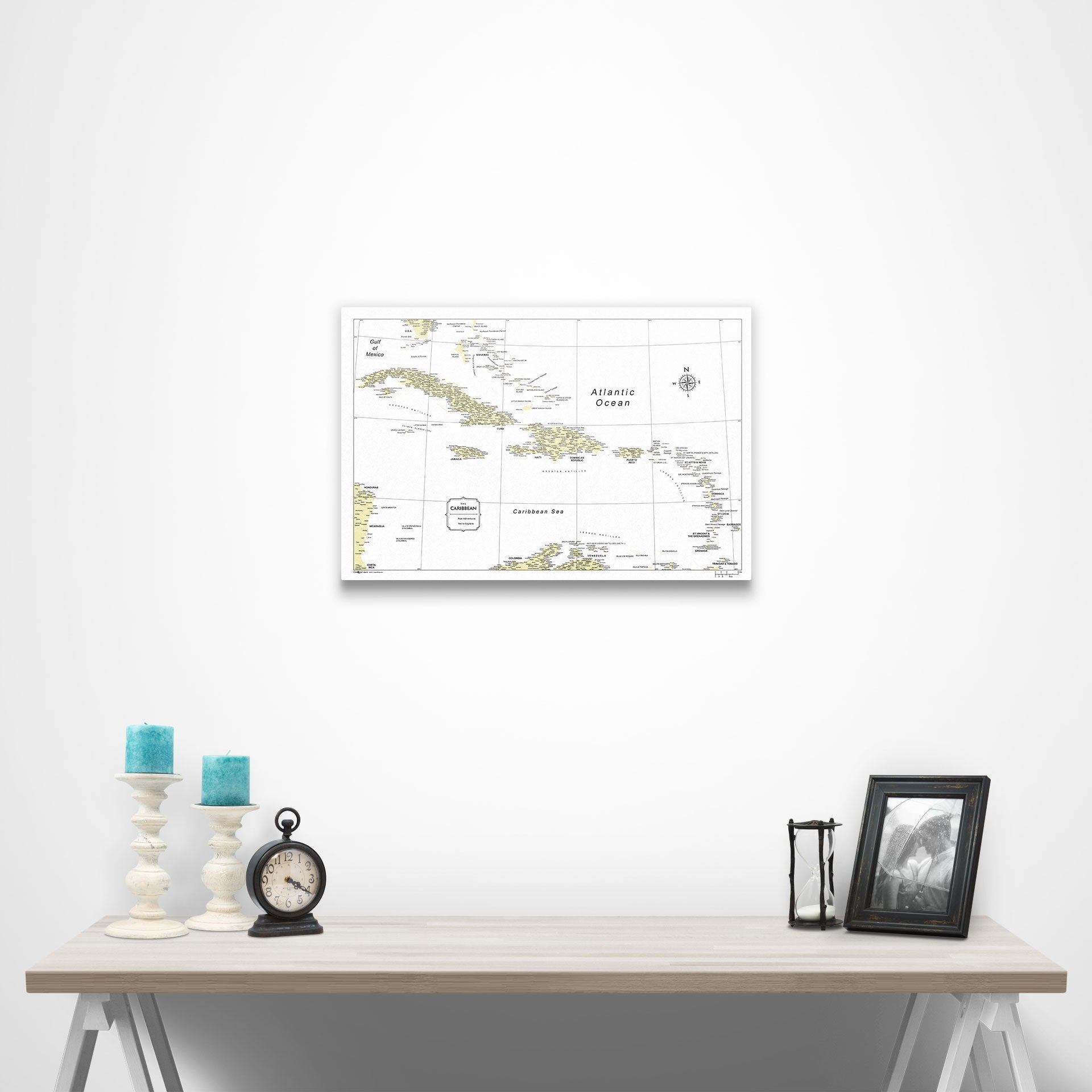 Caribbean Poster Map - Yellow Color Splash CM Poster