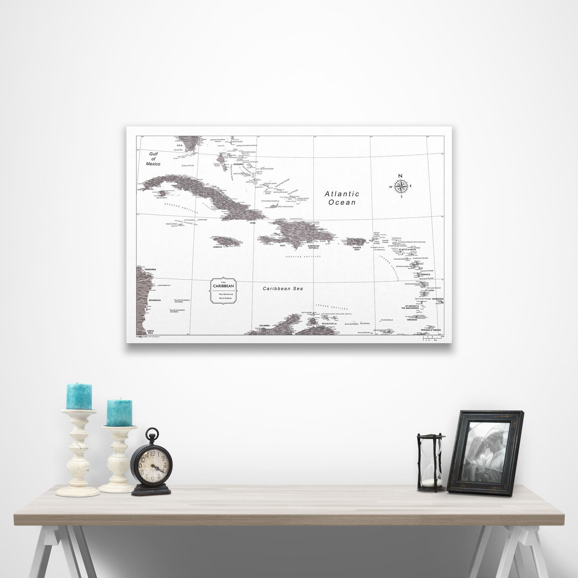 Caribbean Poster Map - Dark Brown Color Splash CM Poster