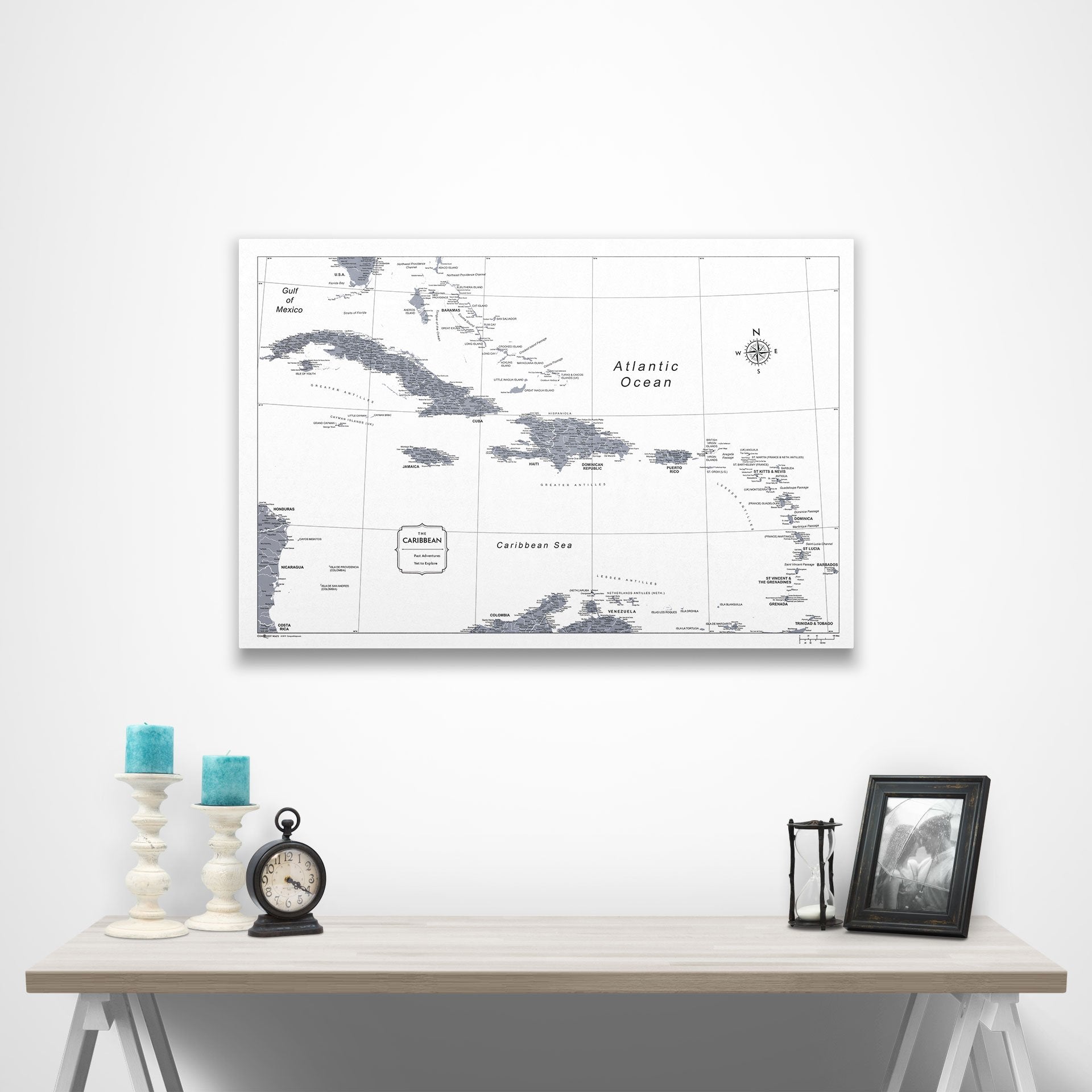 Caribbean Poster Map - Dark Gray Color Splash CM Poster