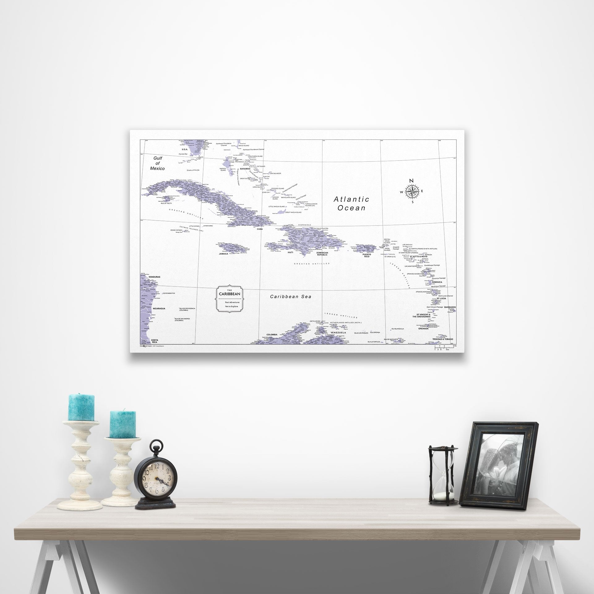 Caribbean Poster Map - Purple Color Splash CM Poster