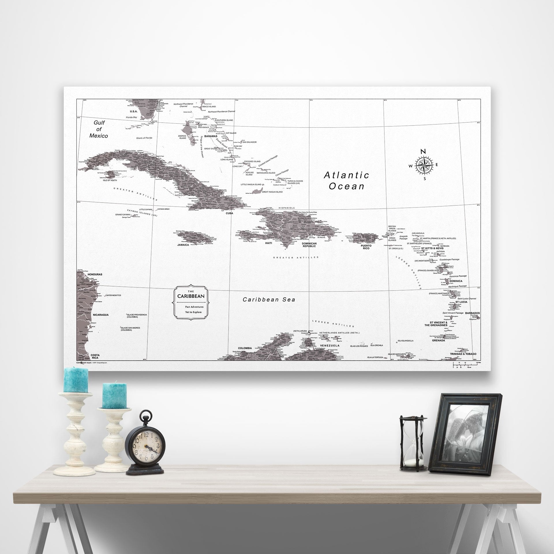 Caribbean Poster Map - Dark Brown Color Splash CM Poster