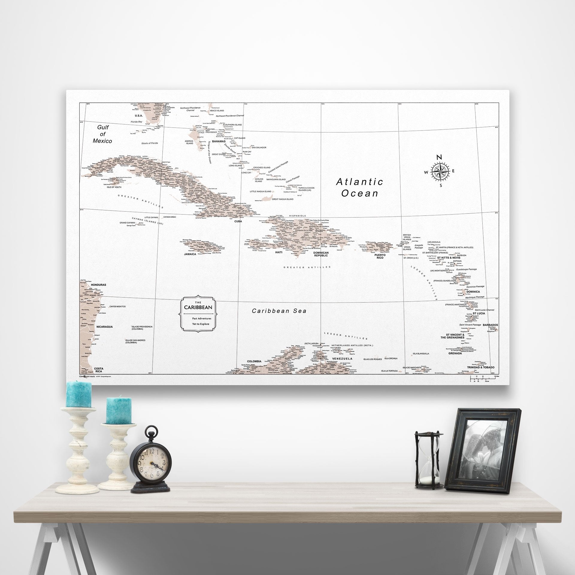 Caribbean Poster Map - Light Brown Color Splash CM Poster