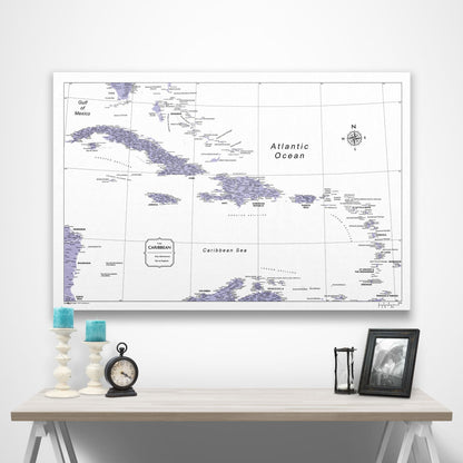 Caribbean Poster Map - Purple Color Splash CM Poster