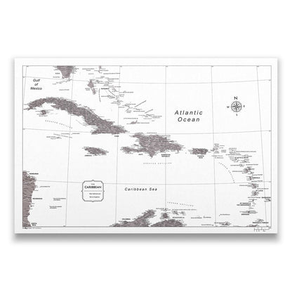 Push Pin Caribbean Map (Pin Board) - Dark Brown Color Splash CM Pin Board