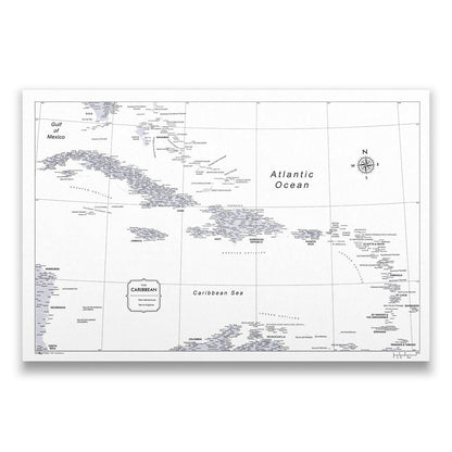 Push Pin Caribbean Map (Pin Board) - Light Gray Color Splash CM Pin Board