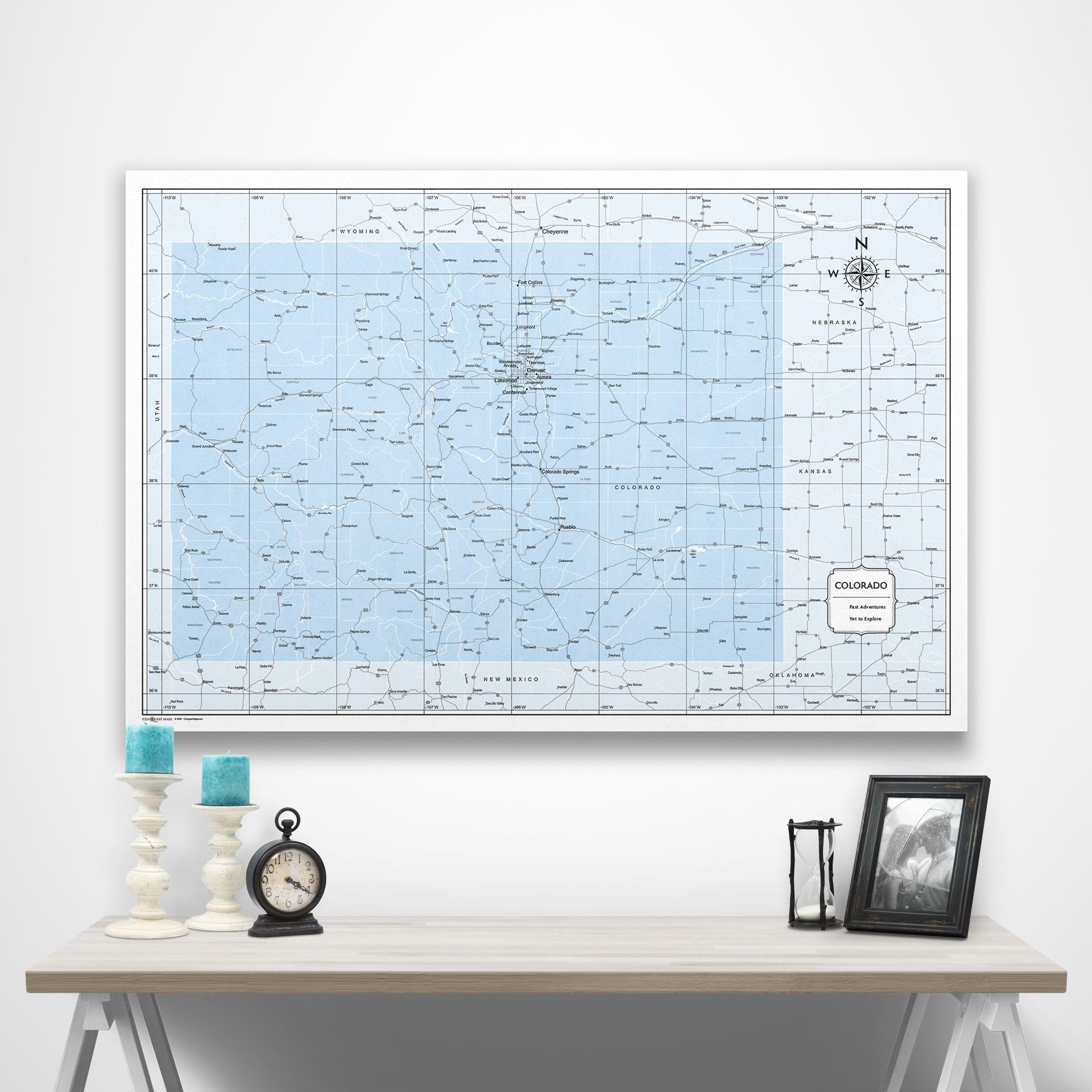 Colorado Map Poster - Light Blue Color Splash CM Poster