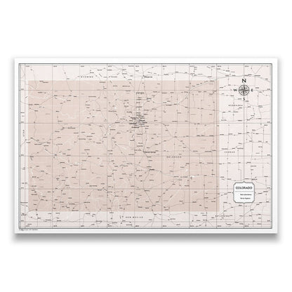 Colorado Map Poster - Light Brown Color Splash CM Poster