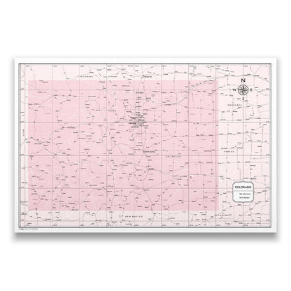 Push Pin Colorado Map (Pin Board) - Pink Color Splash CM Pin Board