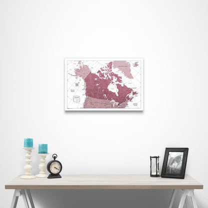 Canada Map Poster - Burgundy Color Splash CM Poster