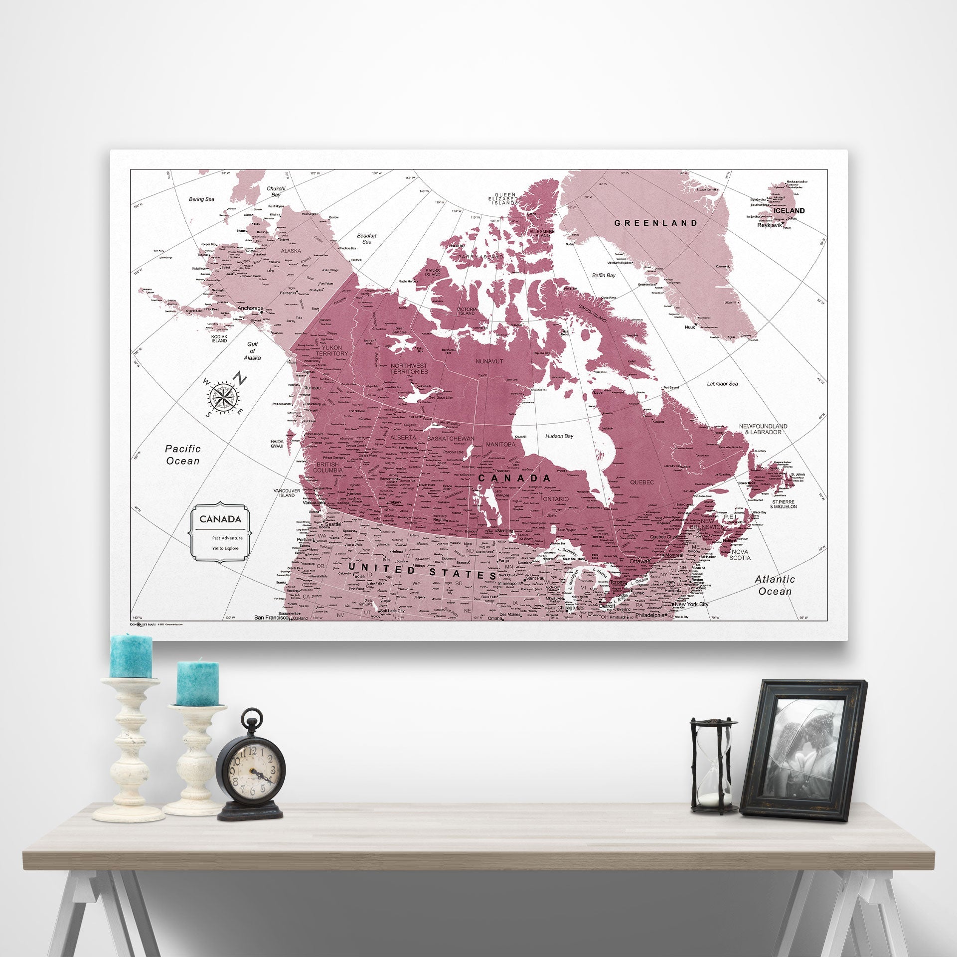 Canada Map Poster - Burgundy Color Splash CM Poster