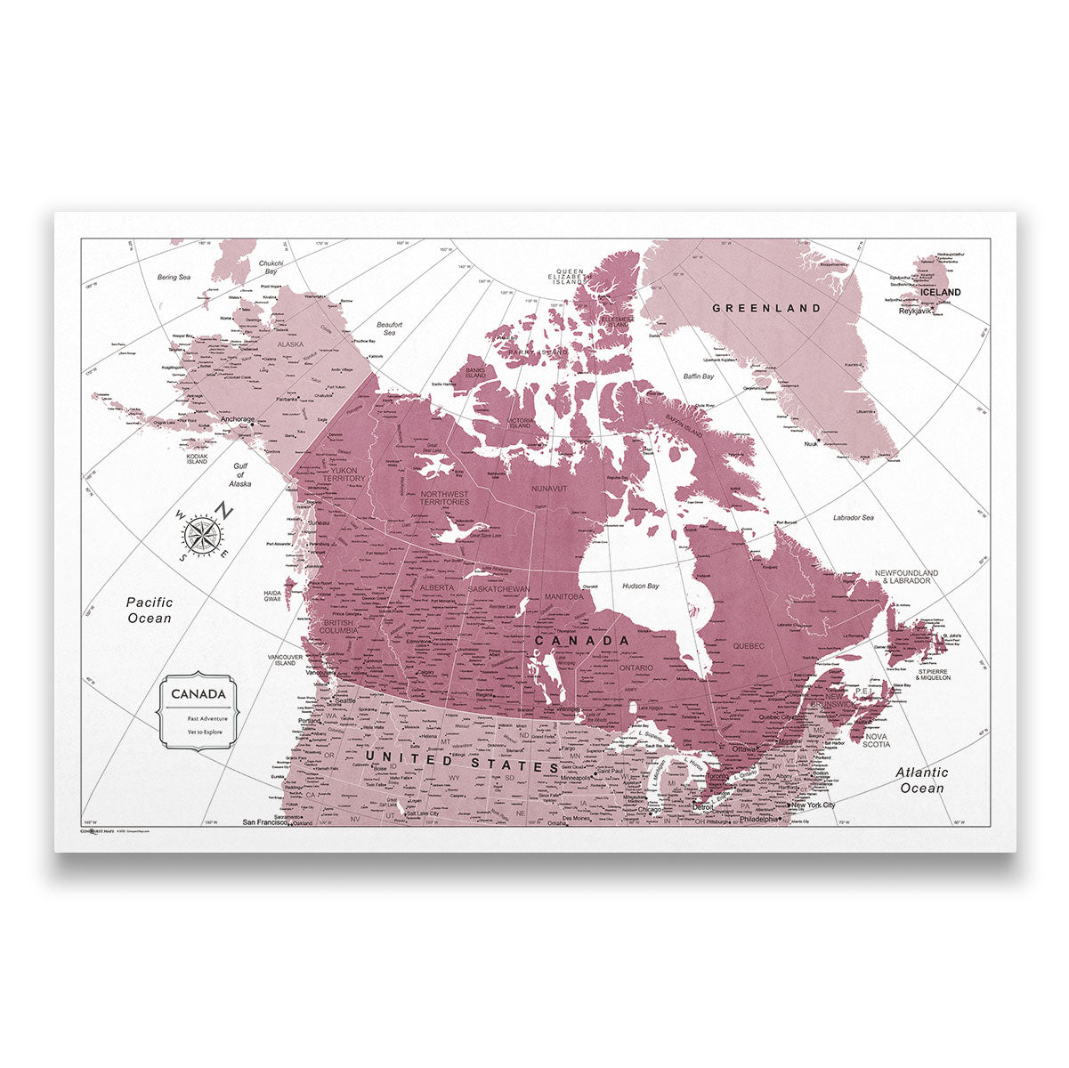 Push Pin Canada Map (Pin Board) - Burgundy Color Splash CM Pin Board