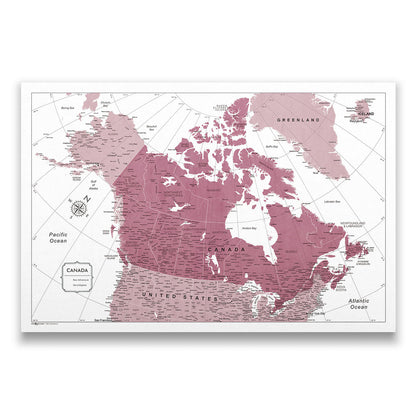 Canada Map Poster - Burgundy Color Splash CM Poster