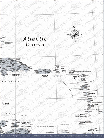 Push Pin Caribbean Map (Pin Board) - Light Gray Color Splash CM Pin Board