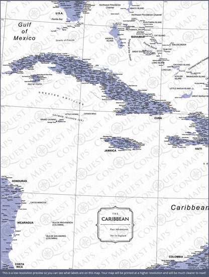 Push Pin Caribbean Map (Pin Board) - Purple Color Splash CM Pin Board