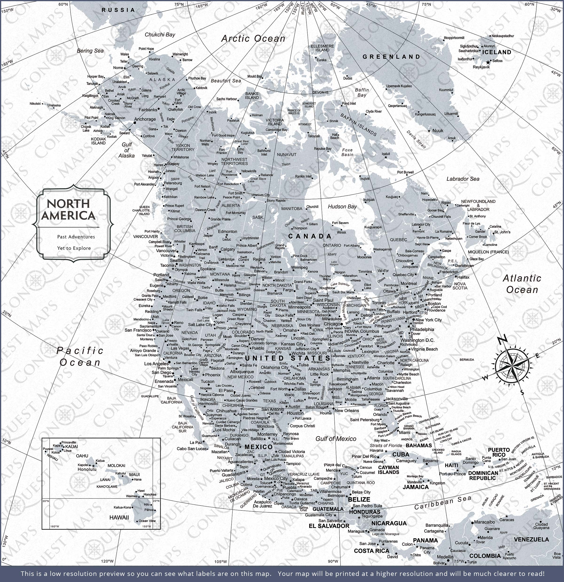 Push Pin North America Map (Pin Board) - Light Gray Color Splash CM Pin Board