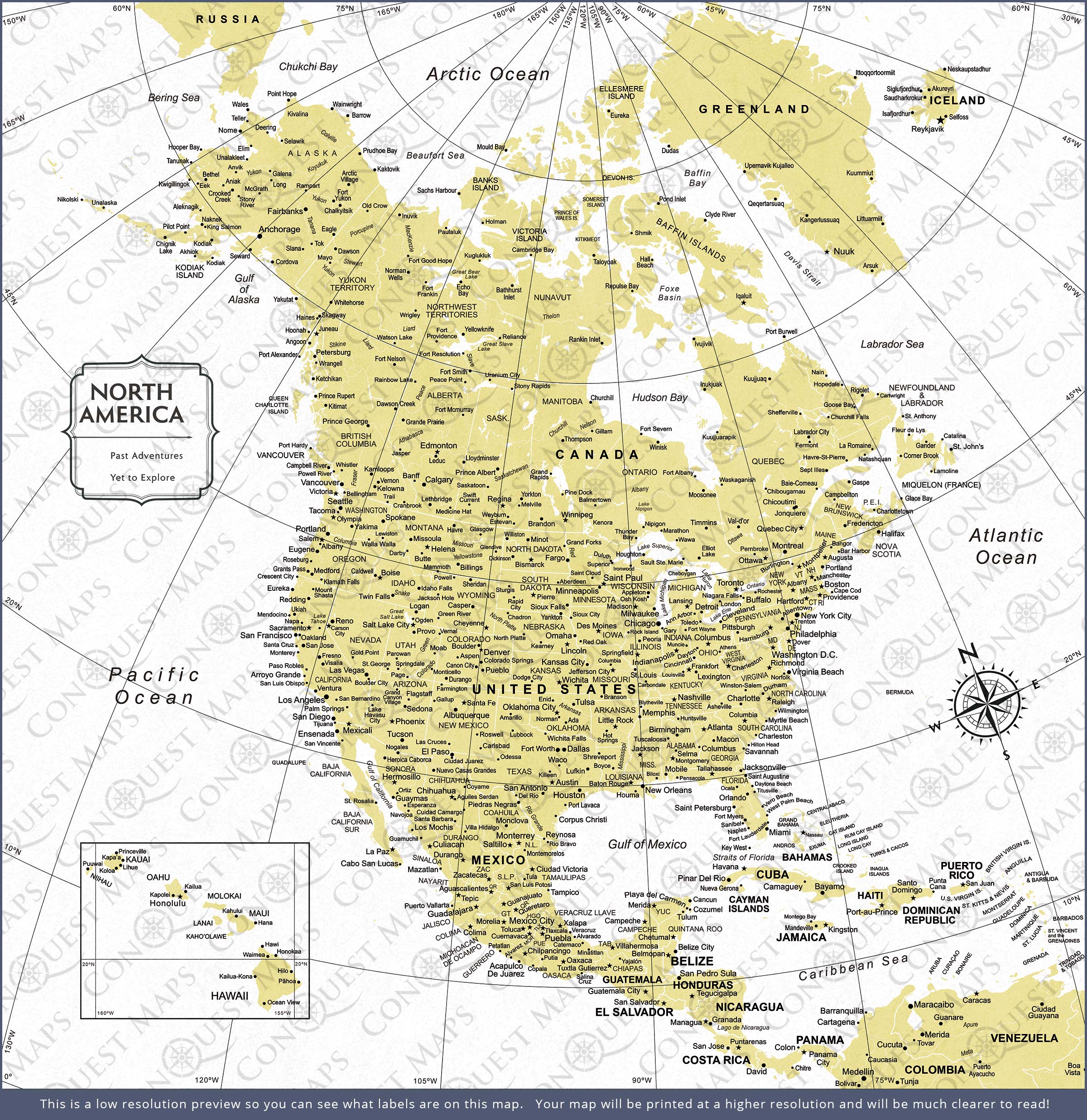 Push Pin North America Map (Pin Board) - Yellow Color Splash CM Pin Board