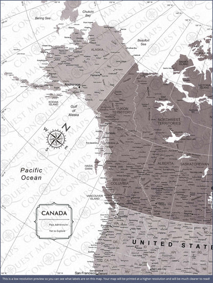 Canada Map Poster - Dark Brown Color Splash CM Poster