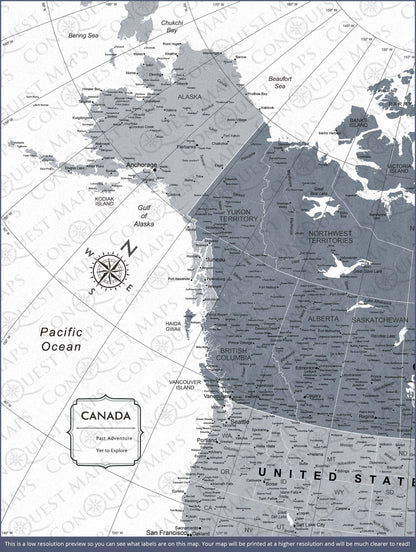 Canada Map Poster - Dark Gray Color Splash CM Poster