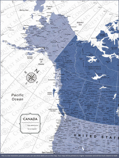 Canada Map Poster - Navy Color Splash CM Poster