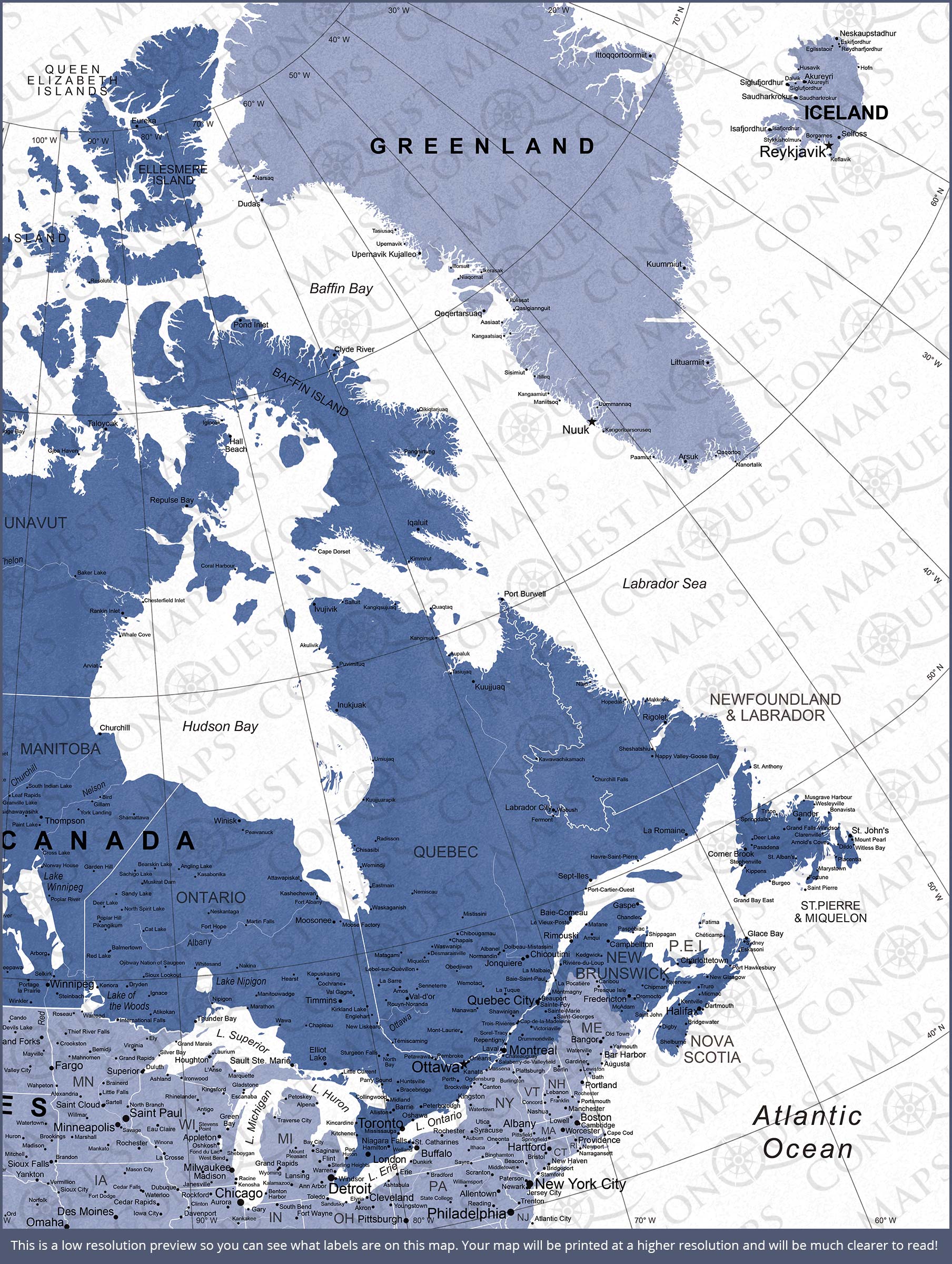 Canada Map Poster - Navy Color Splash CM Poster