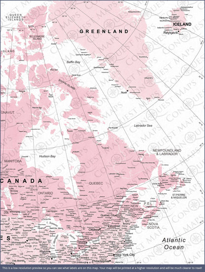 Canada Map Poster - Pink Color Splash CM Poster