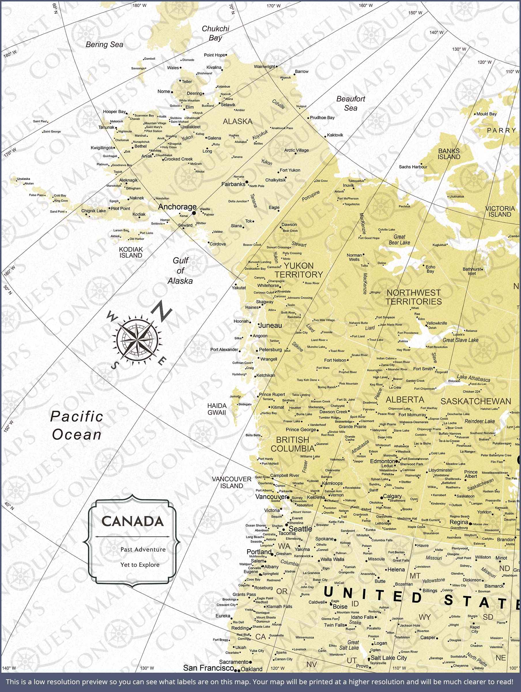 Push Pin Canada Map (Pin Board) - Yellow Color Splash CM Pin Board