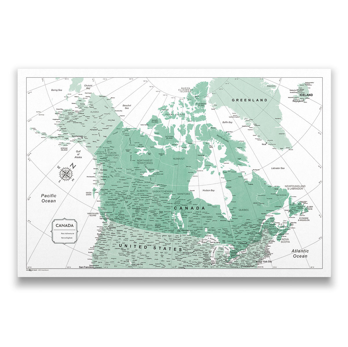 Push Pin Canada Map (Pin Board) - Green Color Splash CM Pin Board