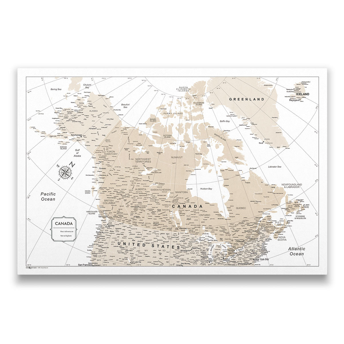 Push Pin Canada Map (Pin Board) - Light Brown Color Splash CM Pin Board