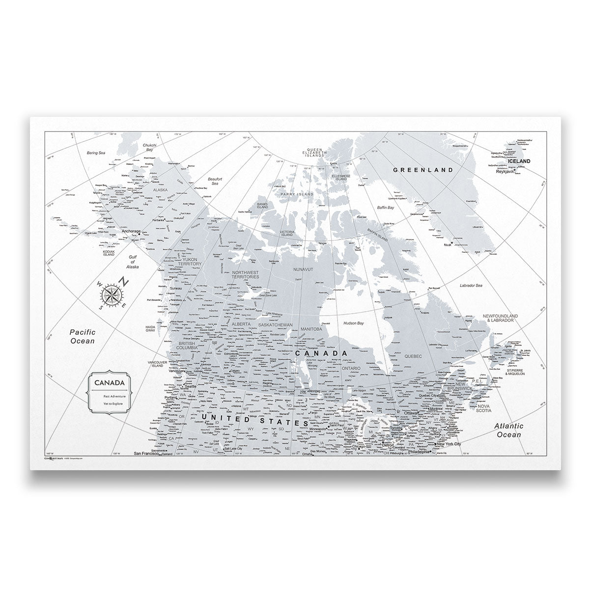 Push Pin Canada Map (Pin Board) - Light Gray Color Splash CM Pin Board