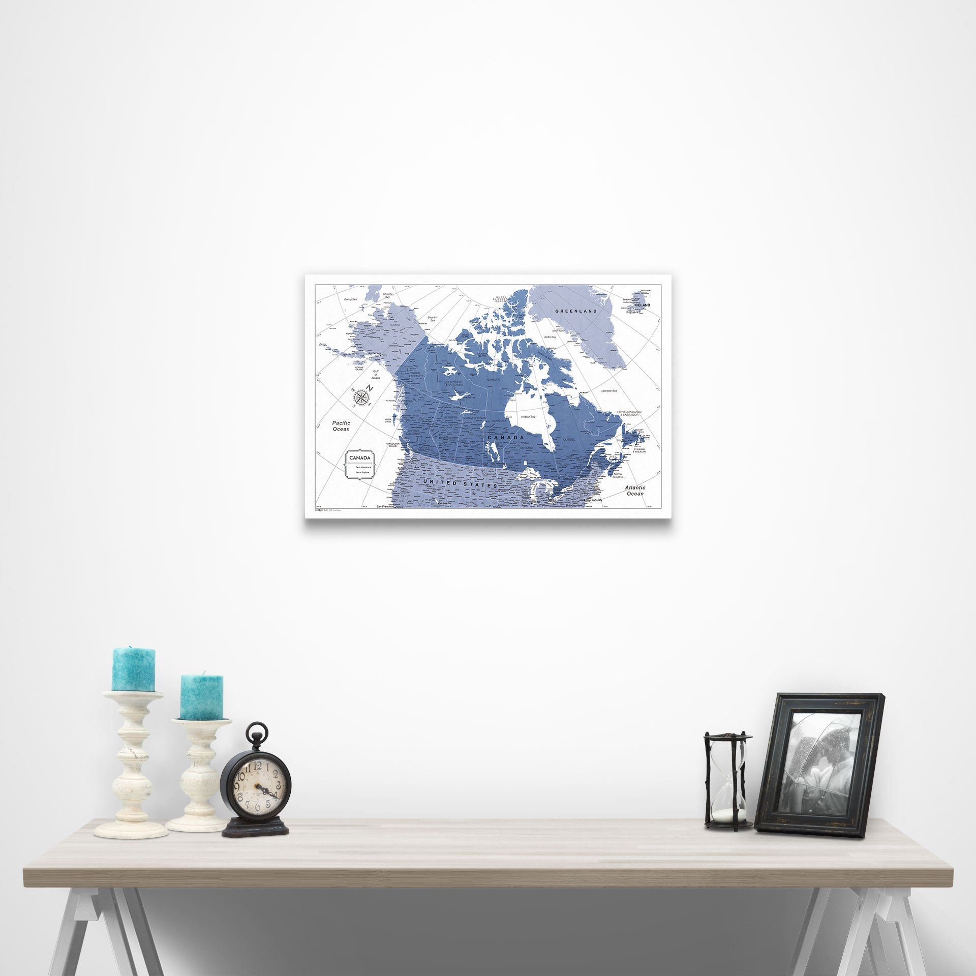 Canada Map Poster - Navy Color Splash CM Poster