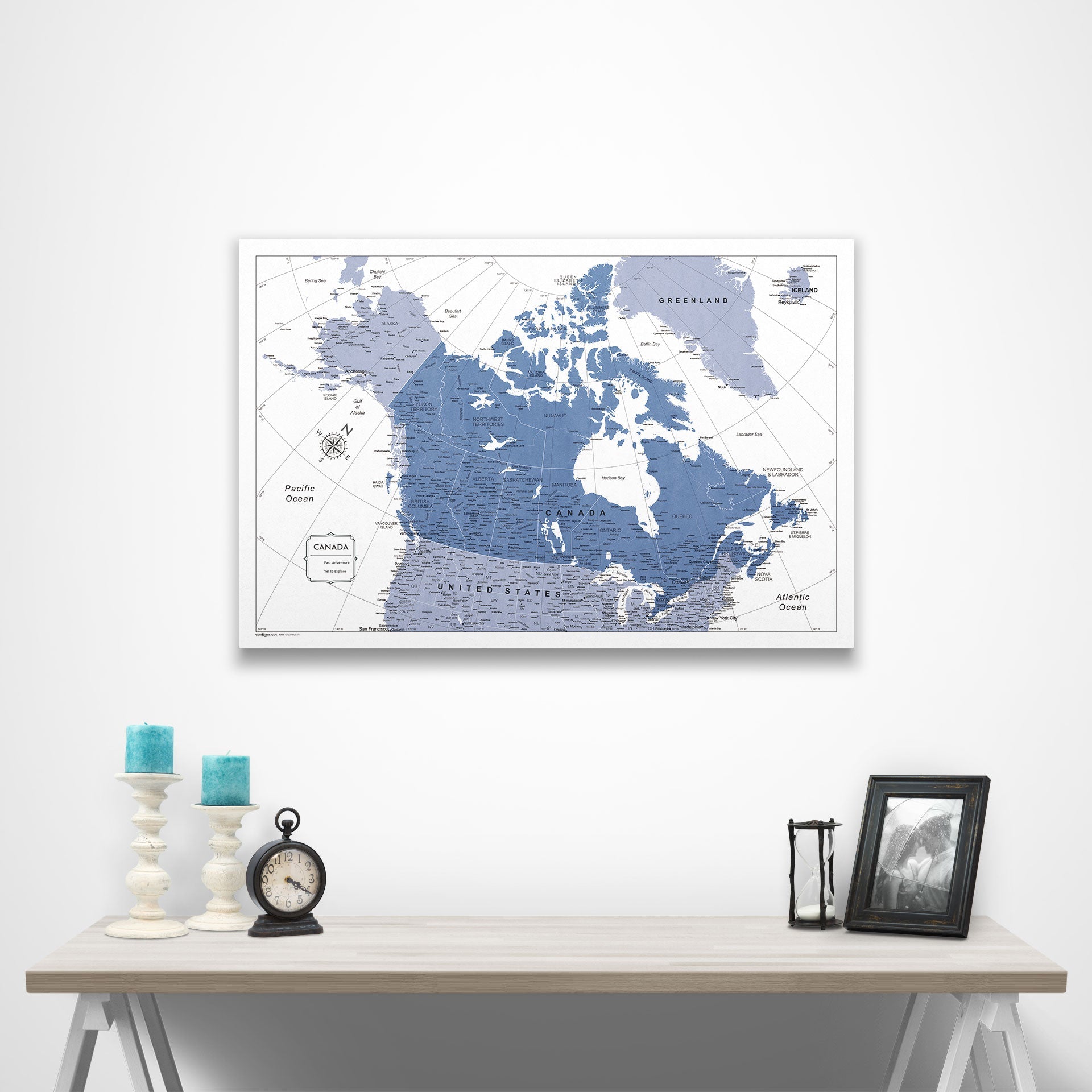 Canada Map Poster - Navy Color Splash CM Poster