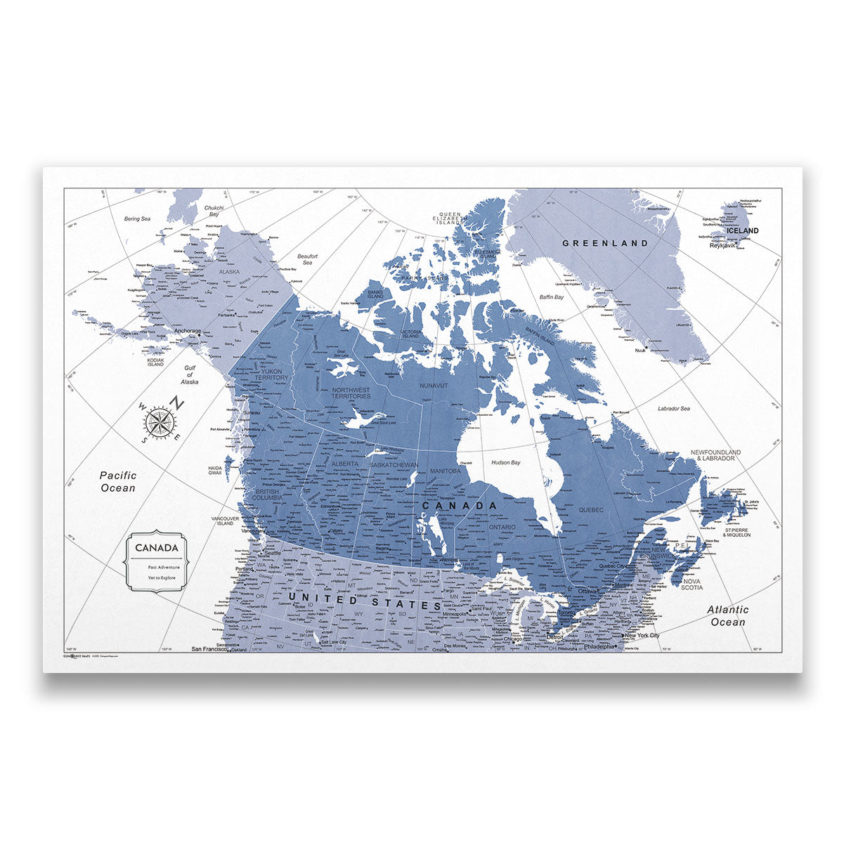 Canada Map Poster - Navy Color Splash CM Poster