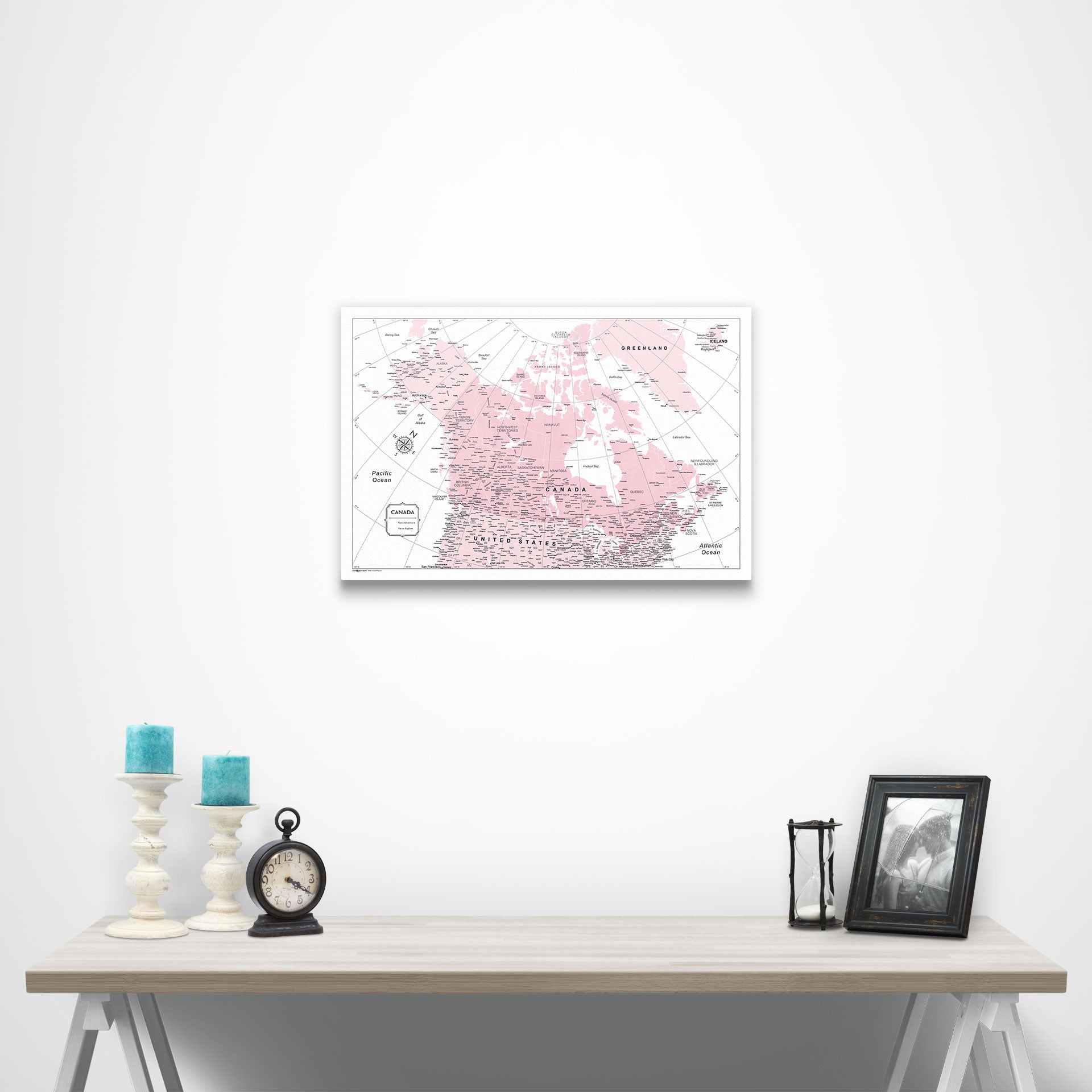 Canada Map Poster - Pink Color Splash CM Poster