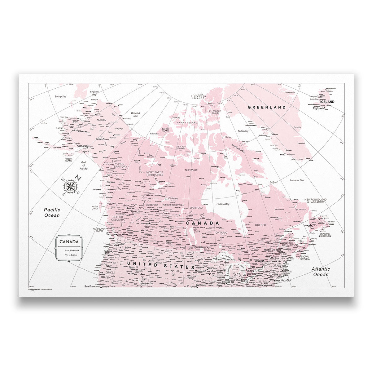 Canada Map Poster - Pink Color Splash CM Poster