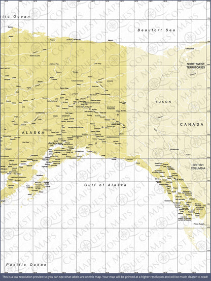 Push Pin Alaska Map (Pin Board) - Yellow Color Splash CM Pin Board