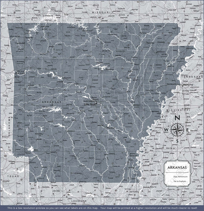 Push Pin Arkansas Map (Pin Board) - Dark Gray Color Splash CM Pin Board