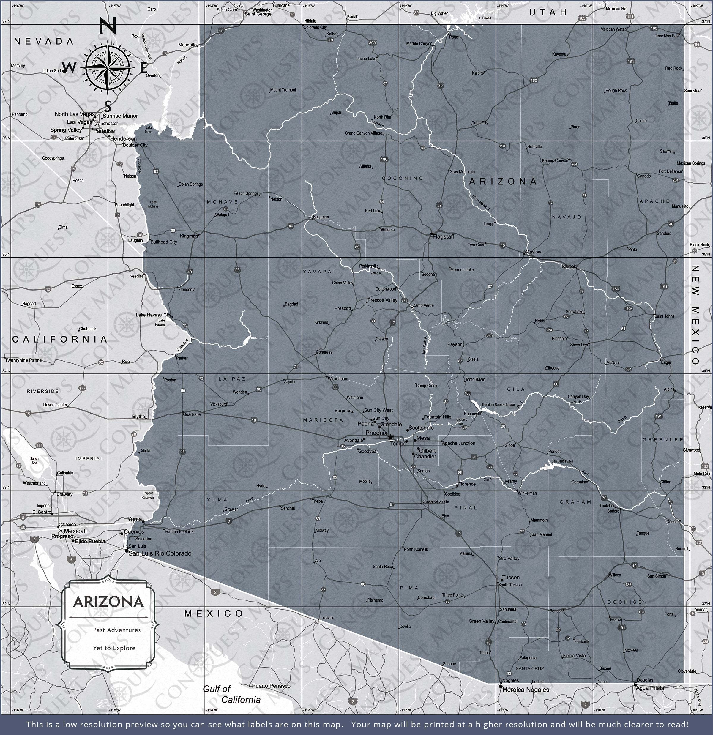 Arizona Map Poster - Dark Gray Color Splash CM Poster