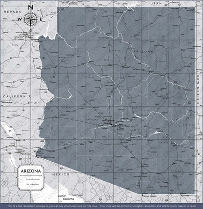 Arizona Map Poster - Dark Gray Color Splash CM Poster