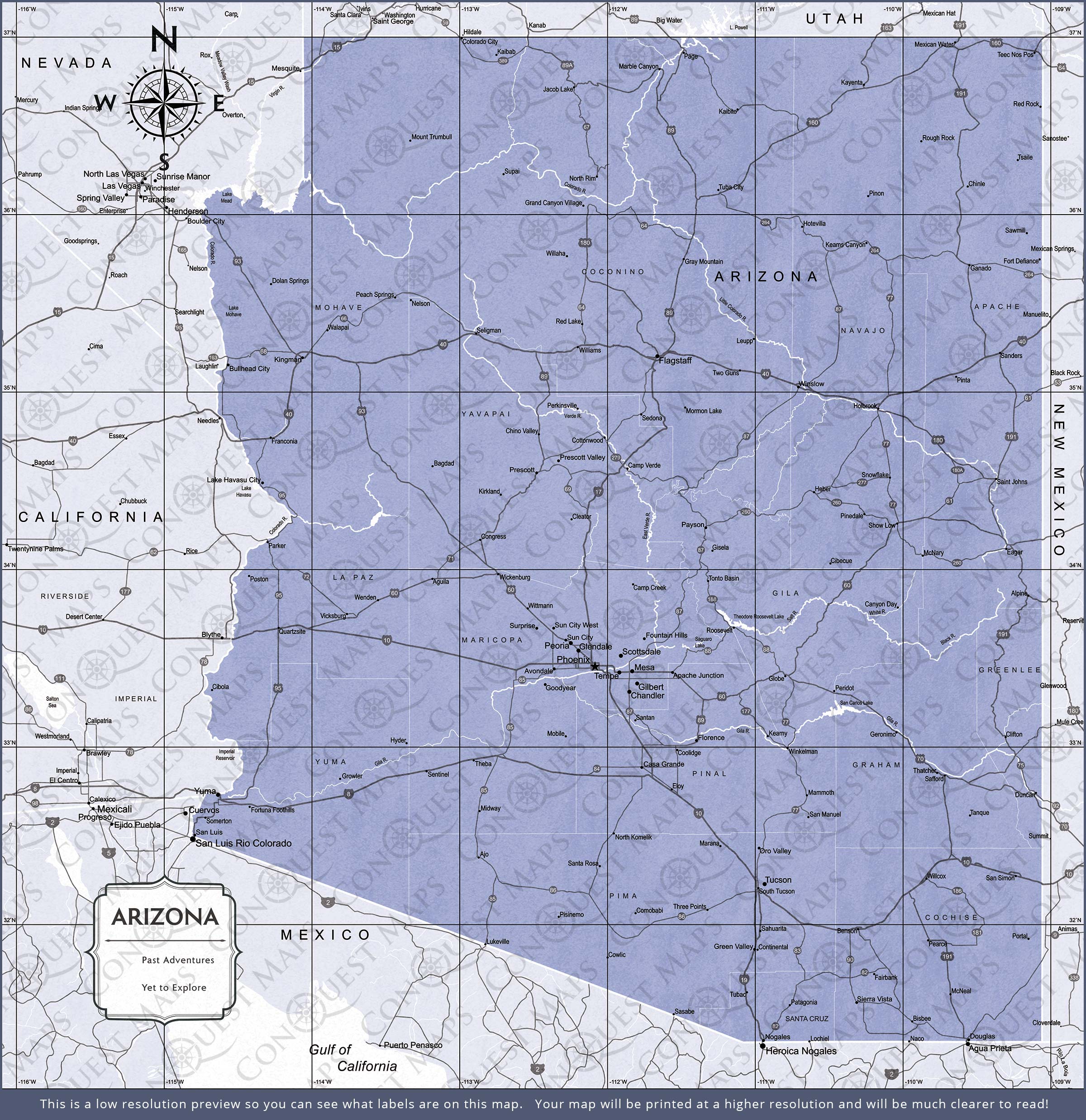 Push Pin Arizona Map (Pin Board) - Purple Color Splash CM Pin Board