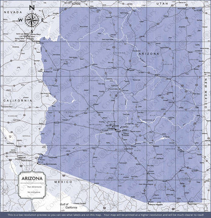 Push Pin Arizona Map (Pin Board) - Purple Color Splash CM Pin Board